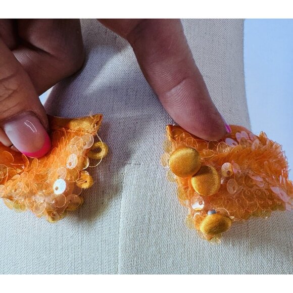 Caroline Constas Orange Halter Fully Lined Midi Sequin Dress Size Large NWT - Picture 7 of 10